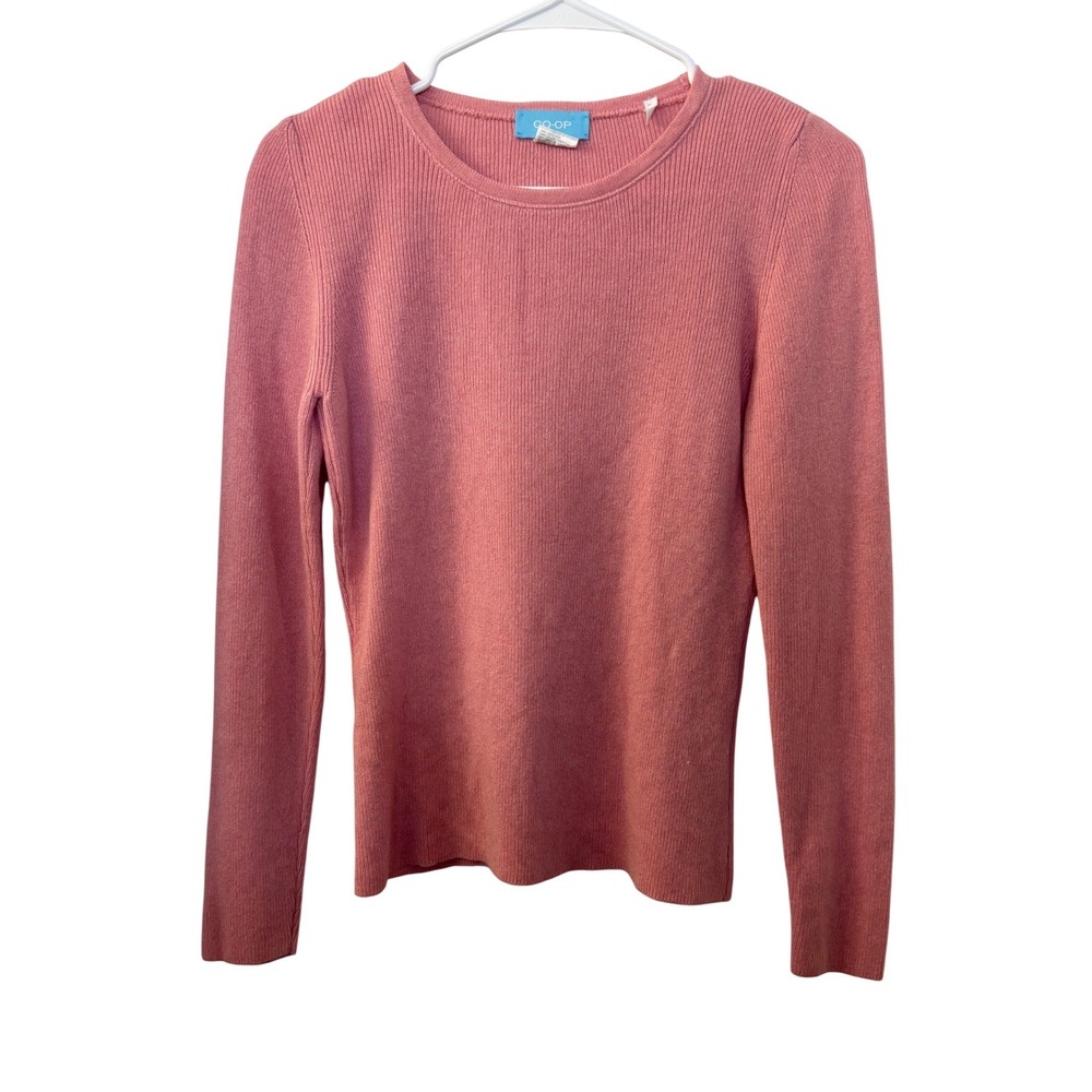 Vintage Barneys CO-OP Pink Cashmere Silk Ribbed Crew Neck Sweater Made in Italy